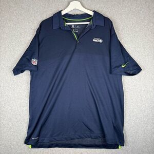 Nike NFL Onfield Apparel Mens XL Dri Fit Seattle Seahawks Polo Shirt Blue Green